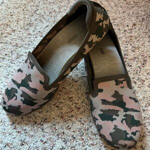 Clark’s camo slip on shoes.